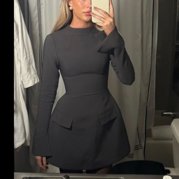 The Ultimate Muse Split Sleeve Mini Dress | Slate Grey - Picture 2 of 5